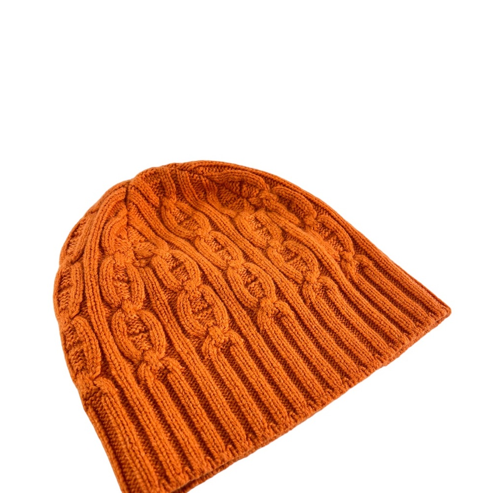 Hermes Tri Maillon Beanie Cap Orange Glace 
Cashmere Size Medium